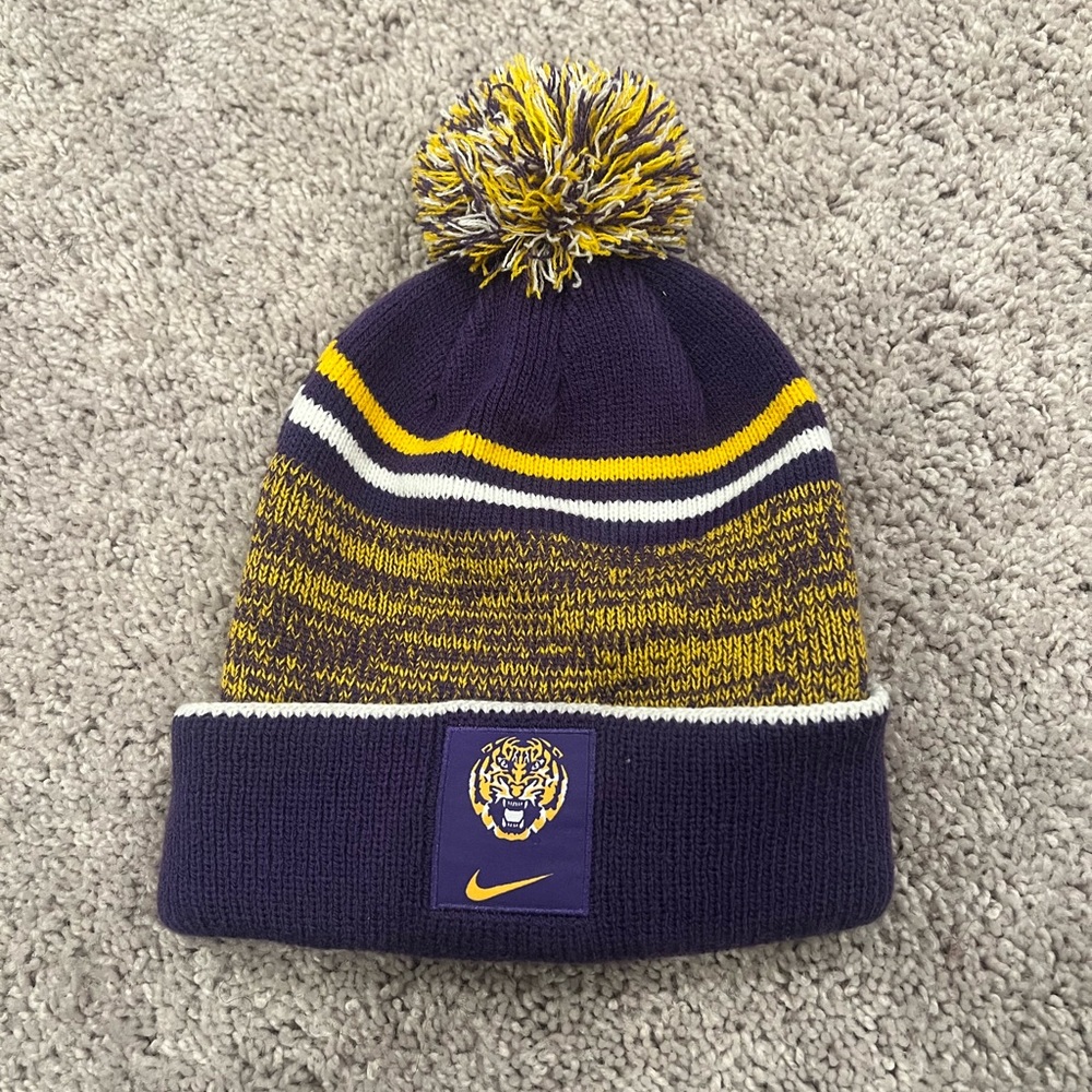 Nike LSU issued Gold/White/Heathered Purple Beanie